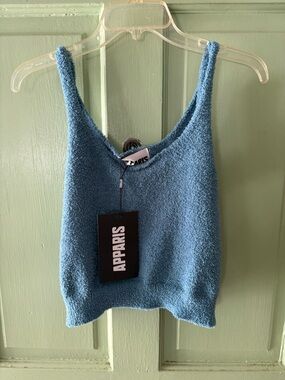 NEW APPARIS fuzzy turquoise cropped tank large